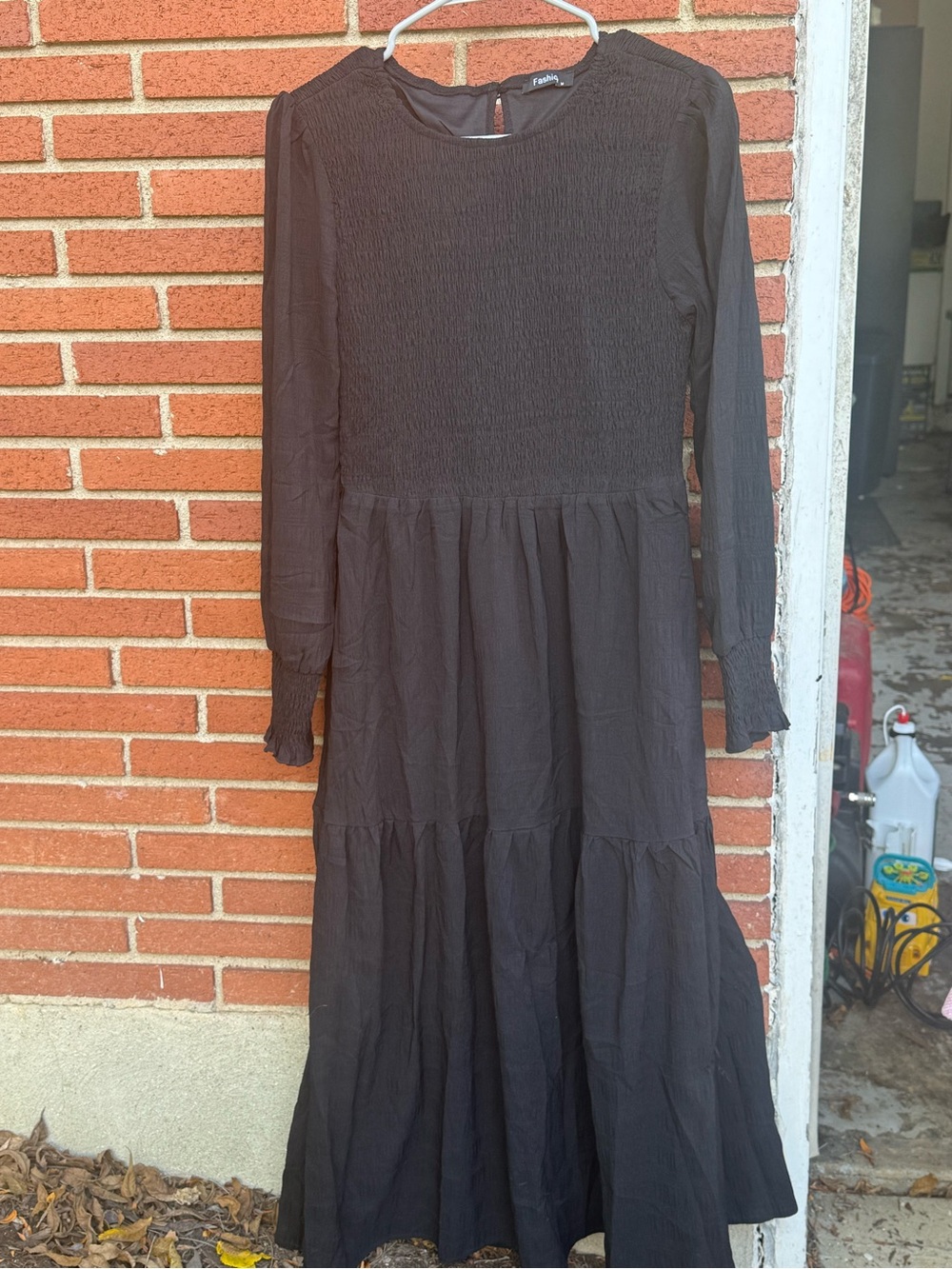 Black Smocked Long Sleeve Maxi Dress - Classic Tiered Silhouette